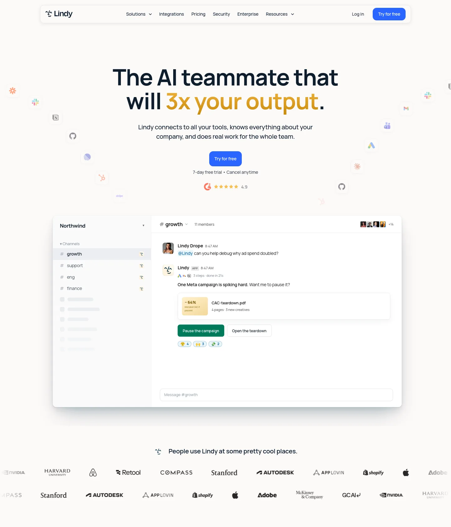 lindy.ai — a measured funnel