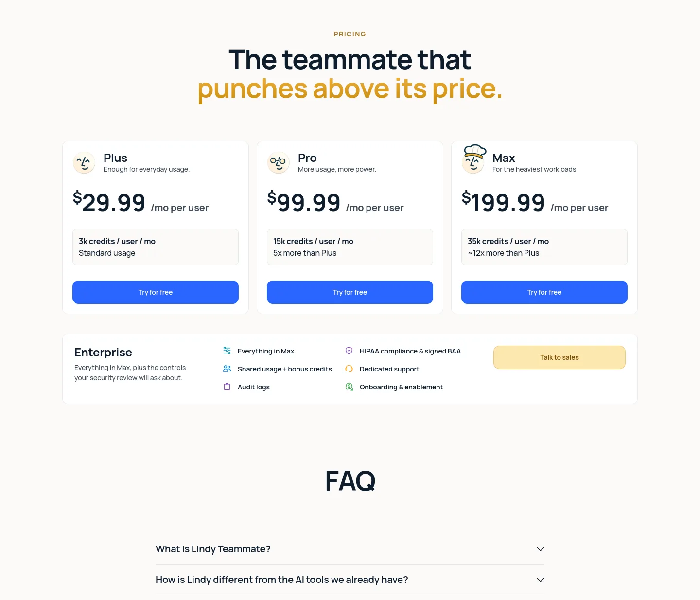 lindy.ai — Pricing