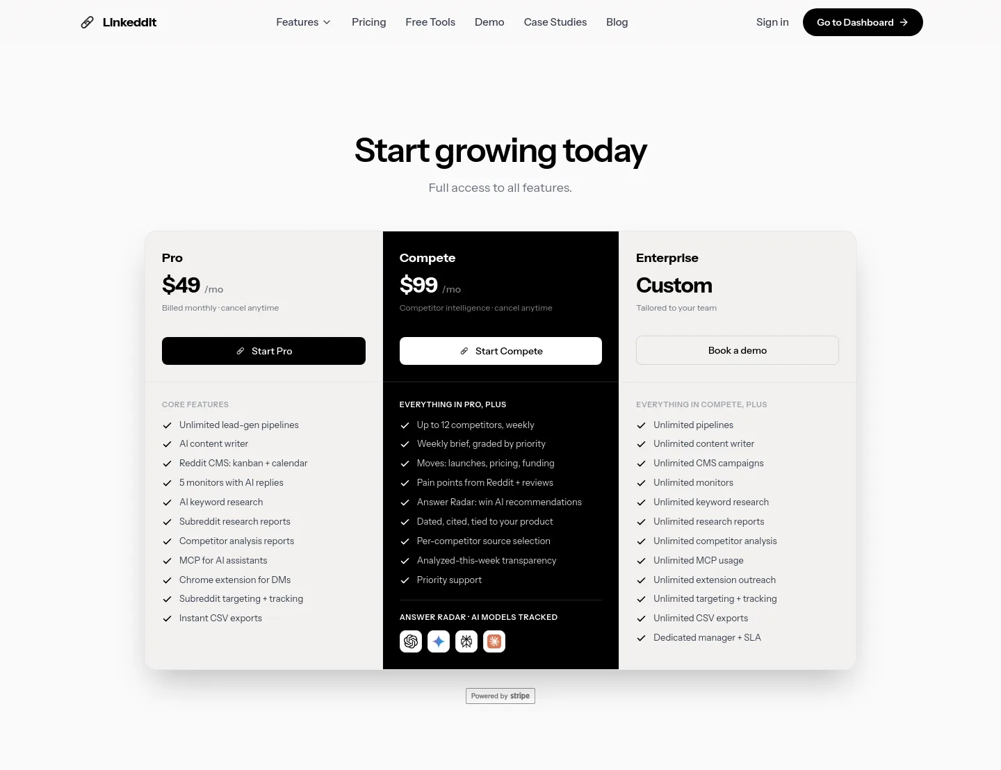 linkeddit.com — a real Hero section