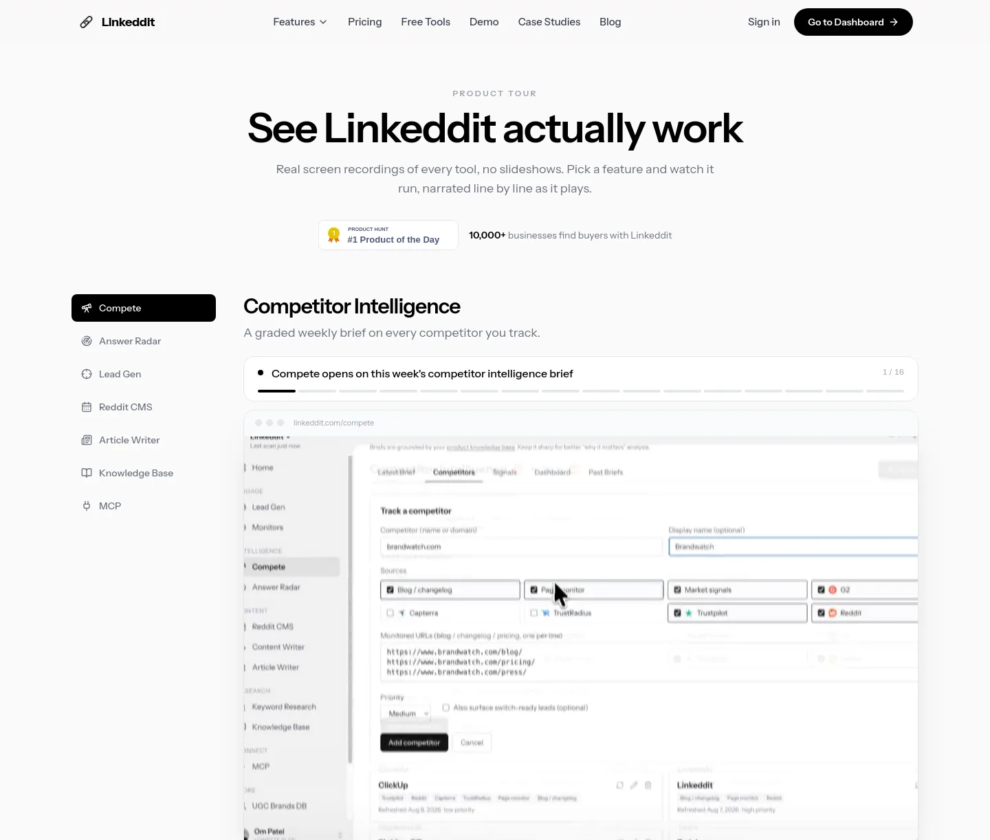 linkeddit.com — a real Hero section