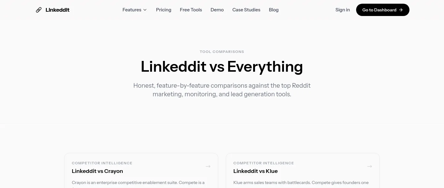 linkeddit.com — a real Hero section