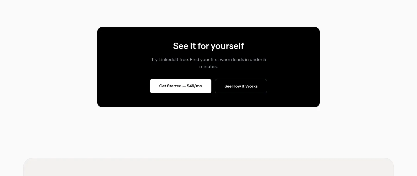 linkeddit.com — a real CTA section