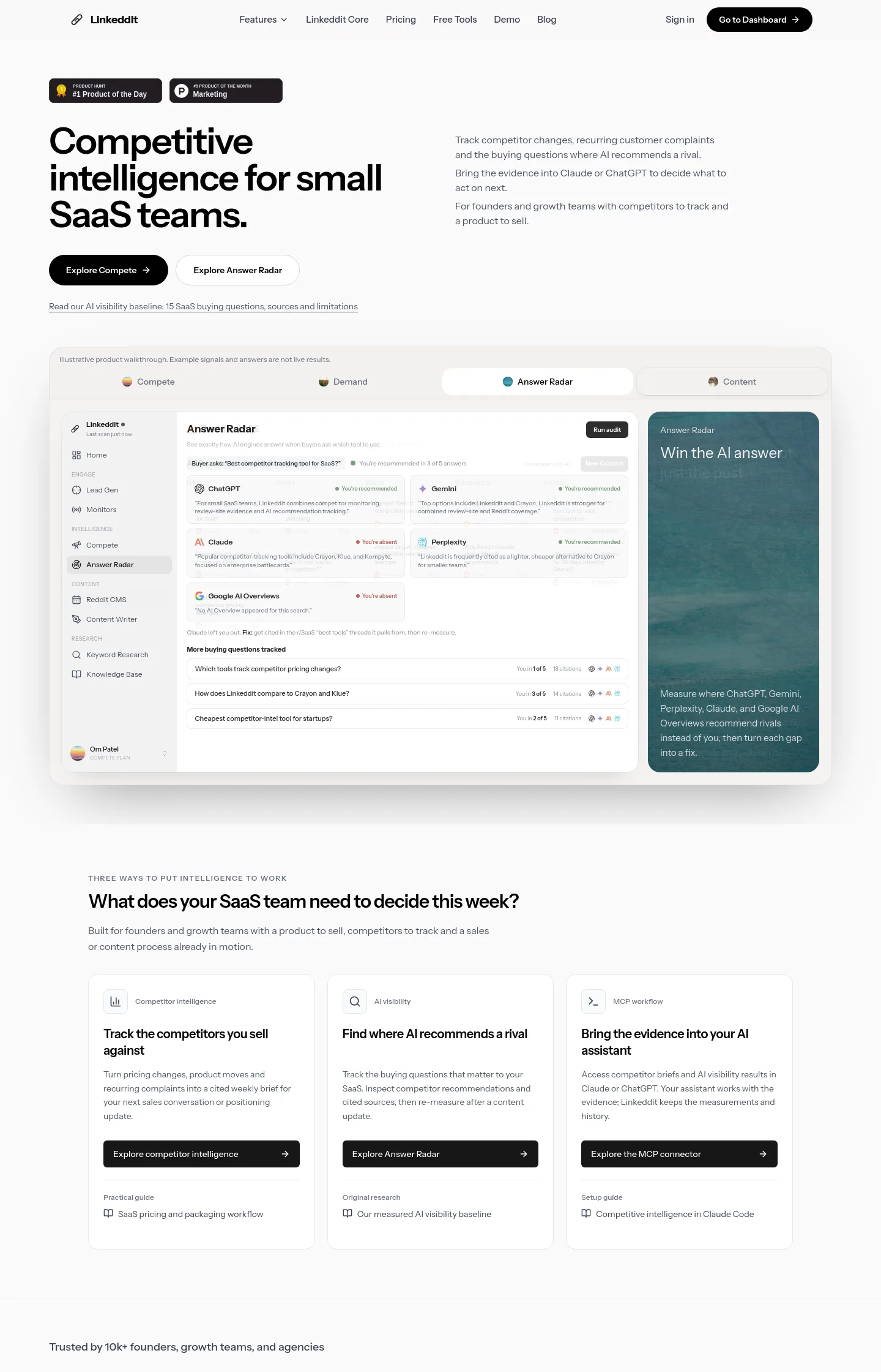 linkeddit.com Hero section