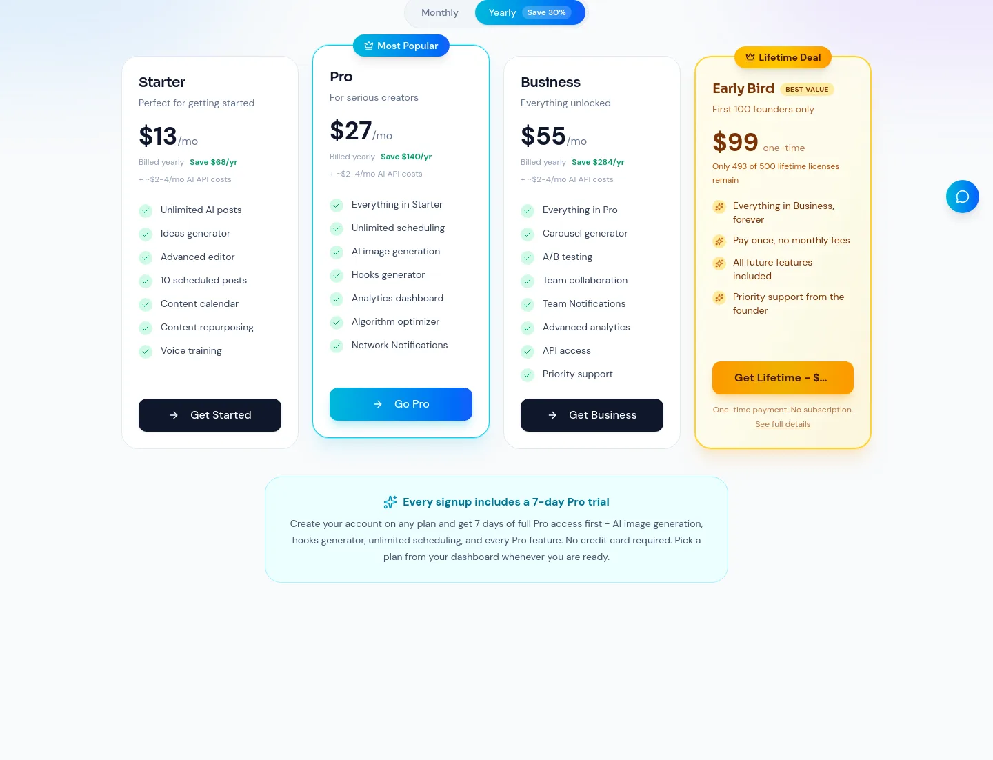 linkedgrow.ai Pricing section