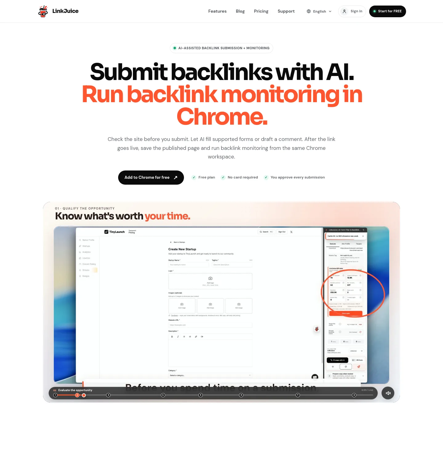 linkjuice.dev — a measured funnel