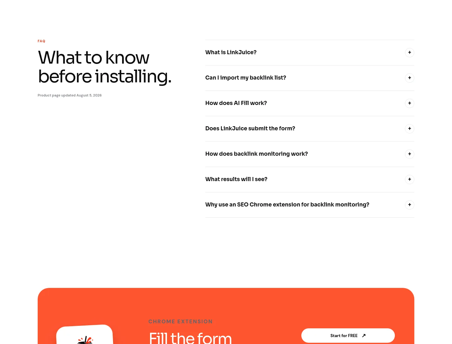 linkjuice.dev FAQ section