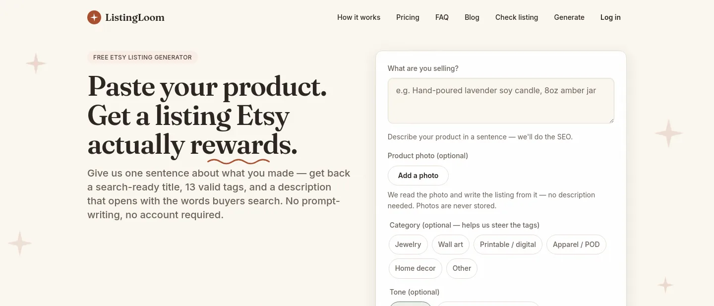 listingloom.app — a real Hero + Pricing page