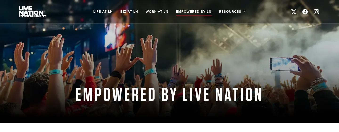 livenationentertainment.com Hero section