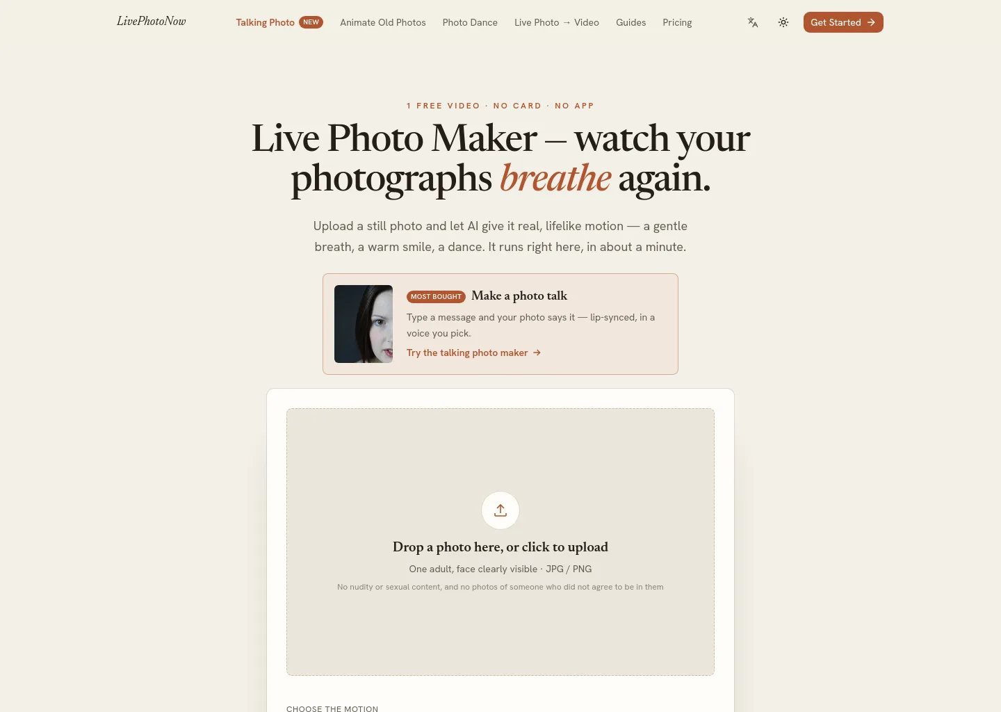 livephotonow.com — a measured funnel