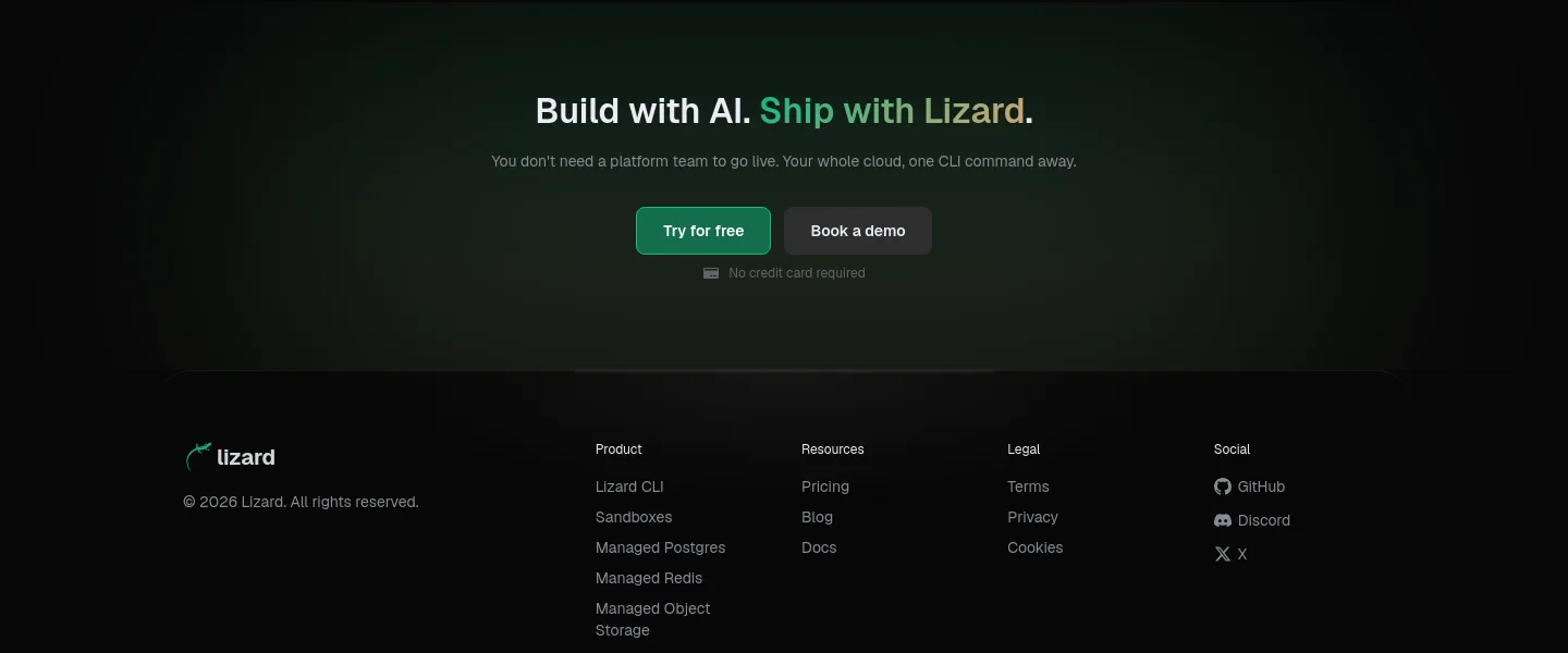 lizard.build — a real CTA section