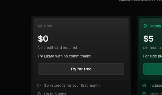 No credit card element from lizard.build