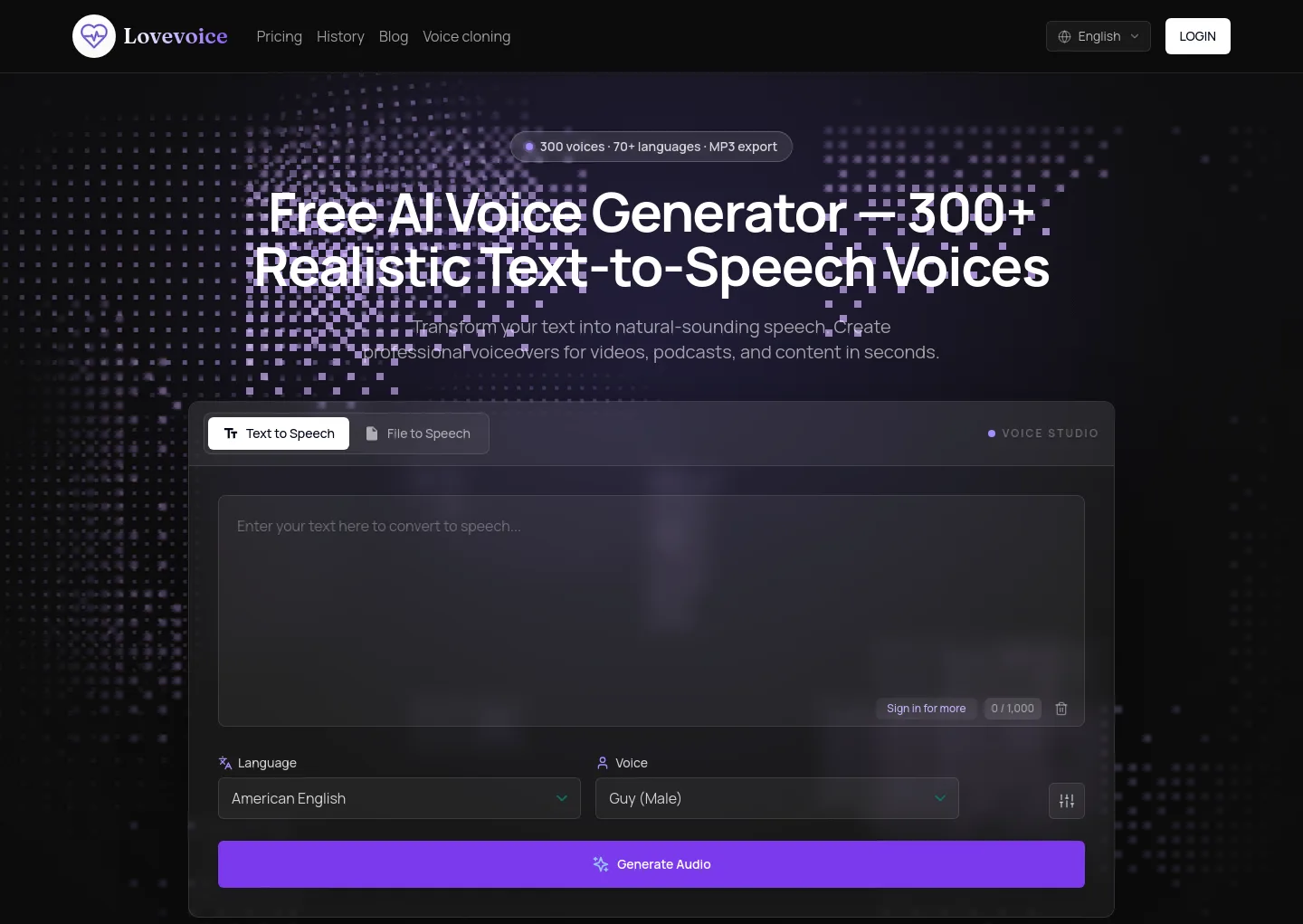 lovevoice.ai — a measured funnel