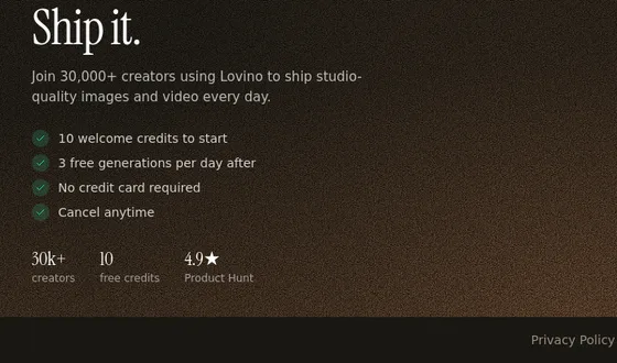 No credit card element from lovino.ai