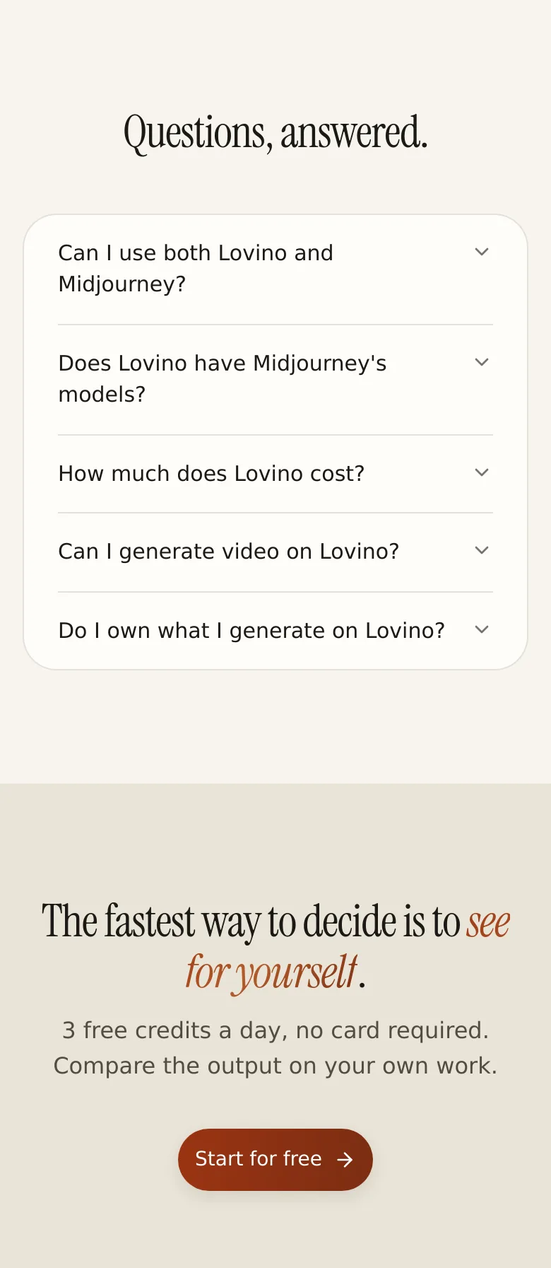 lovino.ai FAQ section