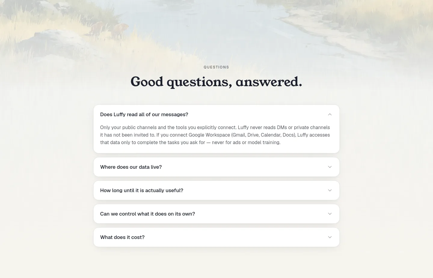 luffy.so — a real FAQ section