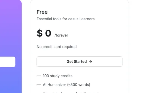 No credit card element from lynote.ai
