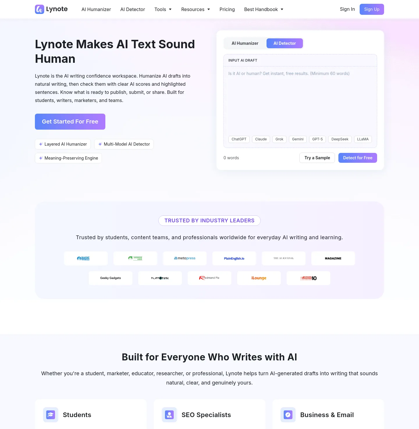 lynote.ai — a measured funnel