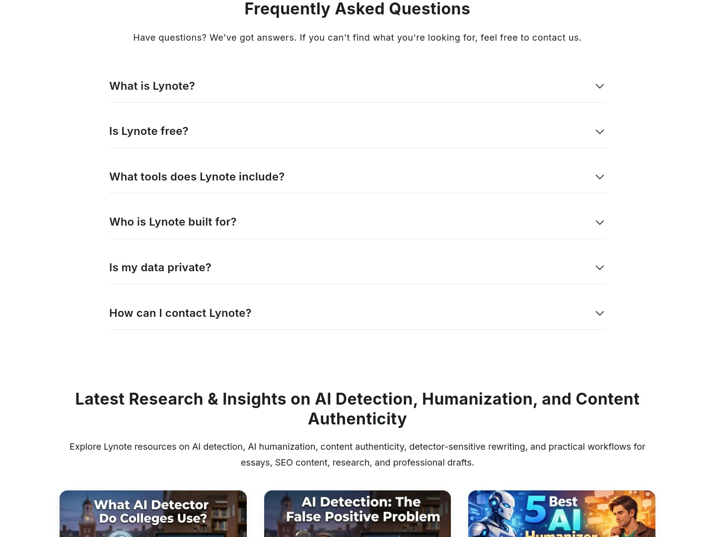 lynote.ai FAQ section