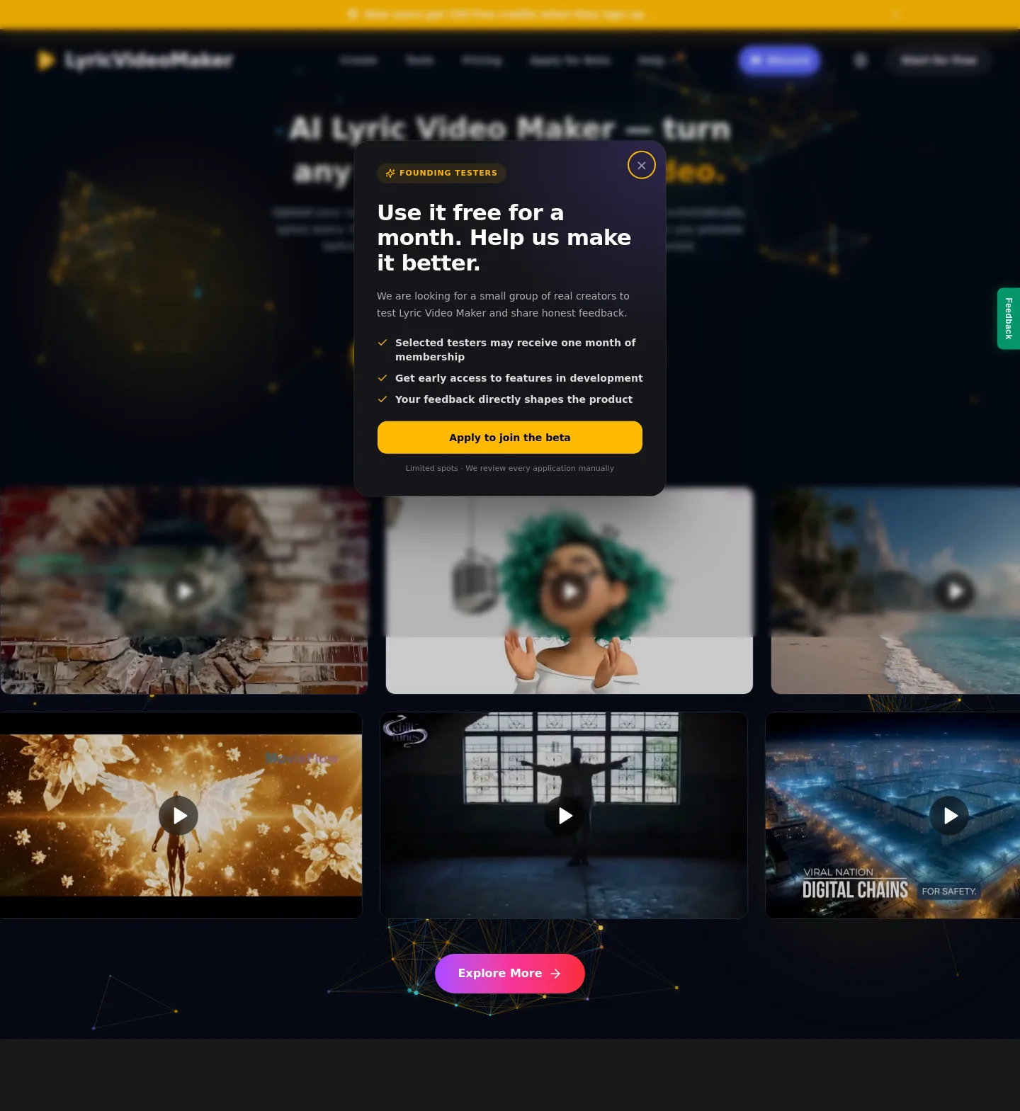 lyricvideomaker.app — a measured funnel