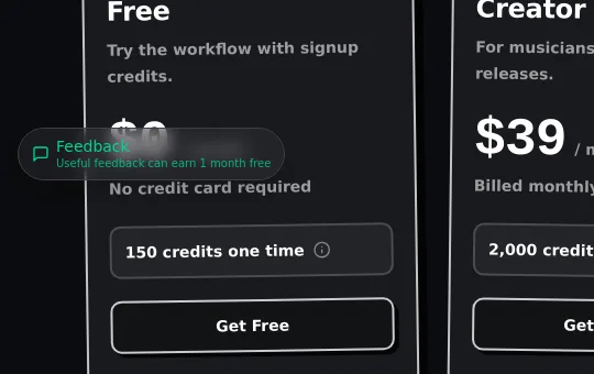 No credit card element from lyricvideomaker.app