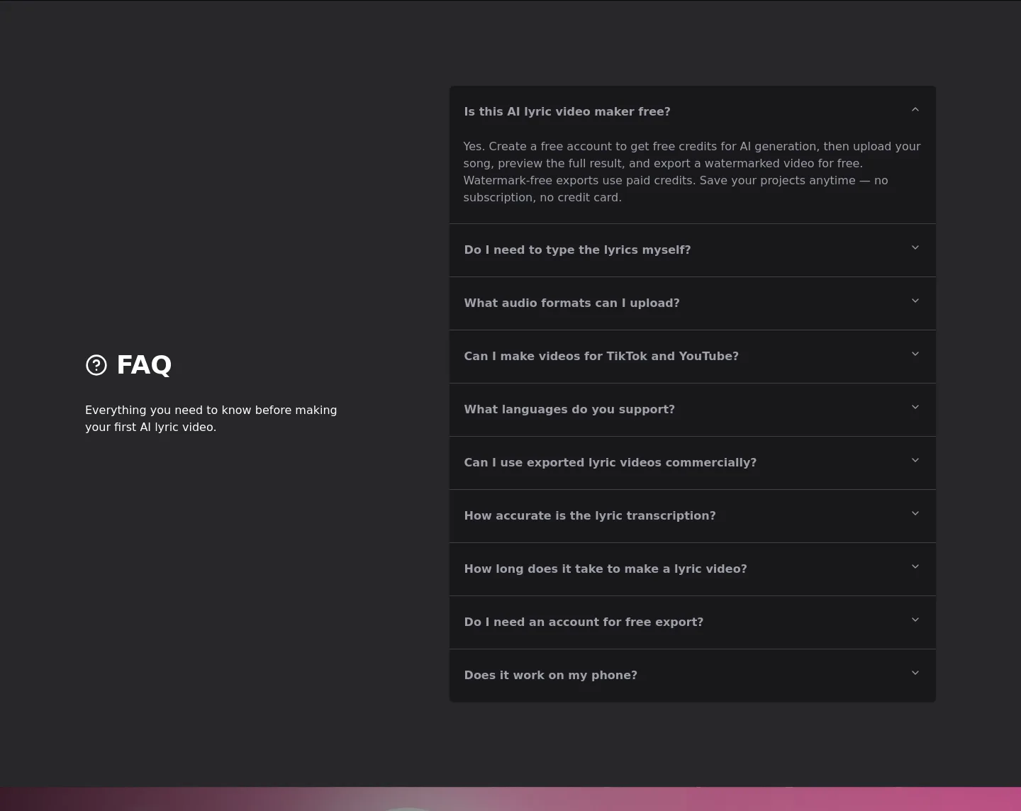lyricvideomaker.app — FAQ