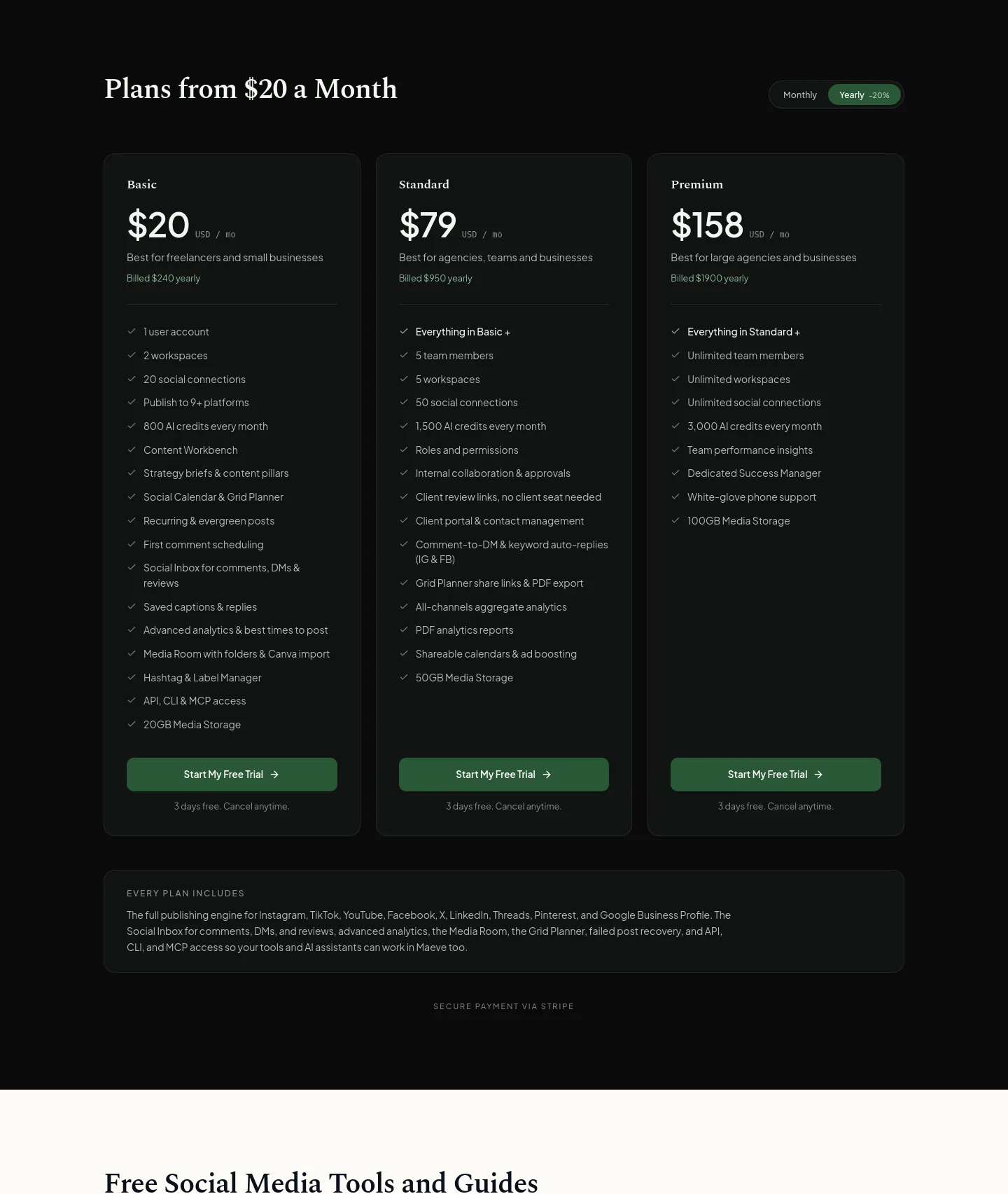 maevesocial.com — Pricing
