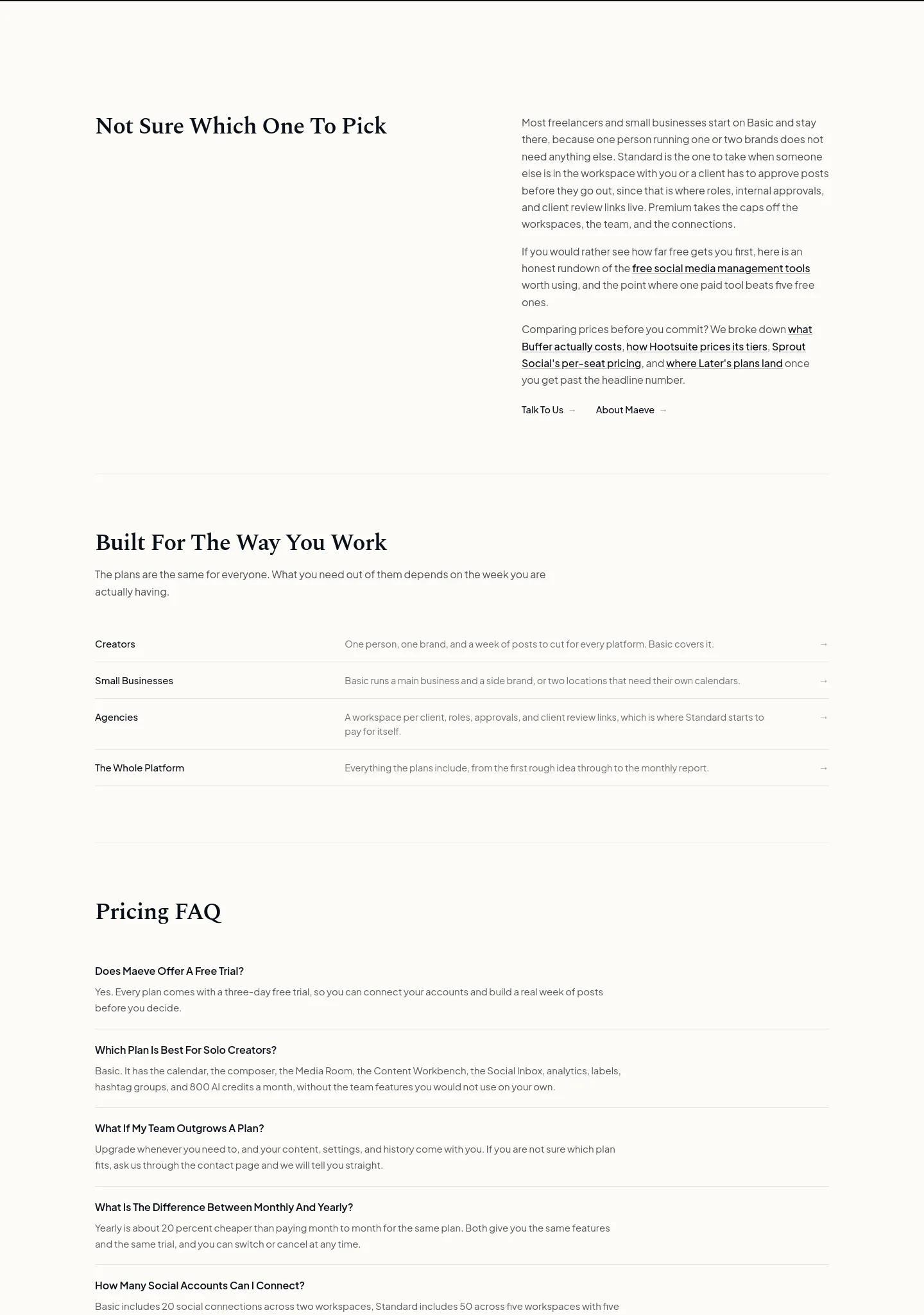 maevesocial.com Features section