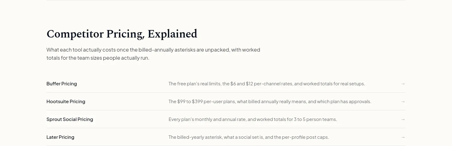 maevesocial.com — a real Pricing section