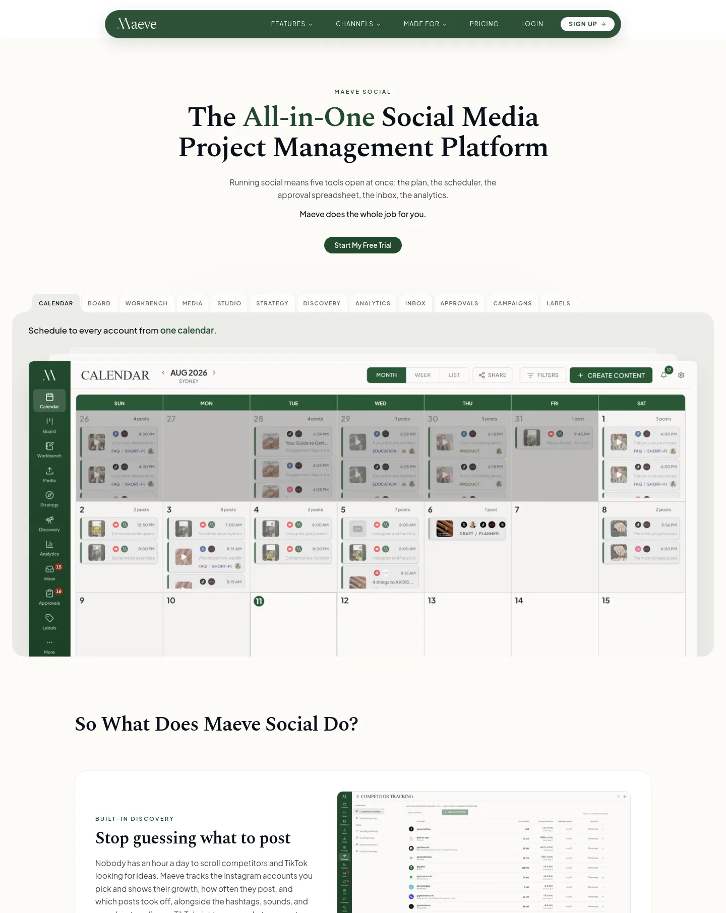 maevesocial.com — Hero + Pricing
