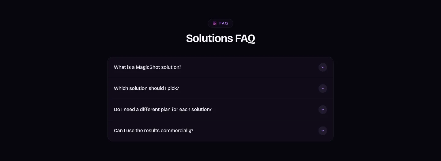 magicshot.ai — a real FAQ section