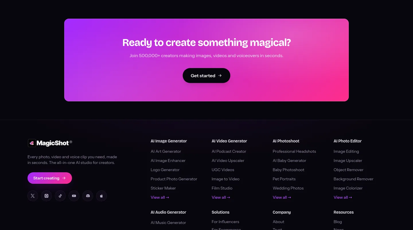 magicshot.ai — a real CTA section