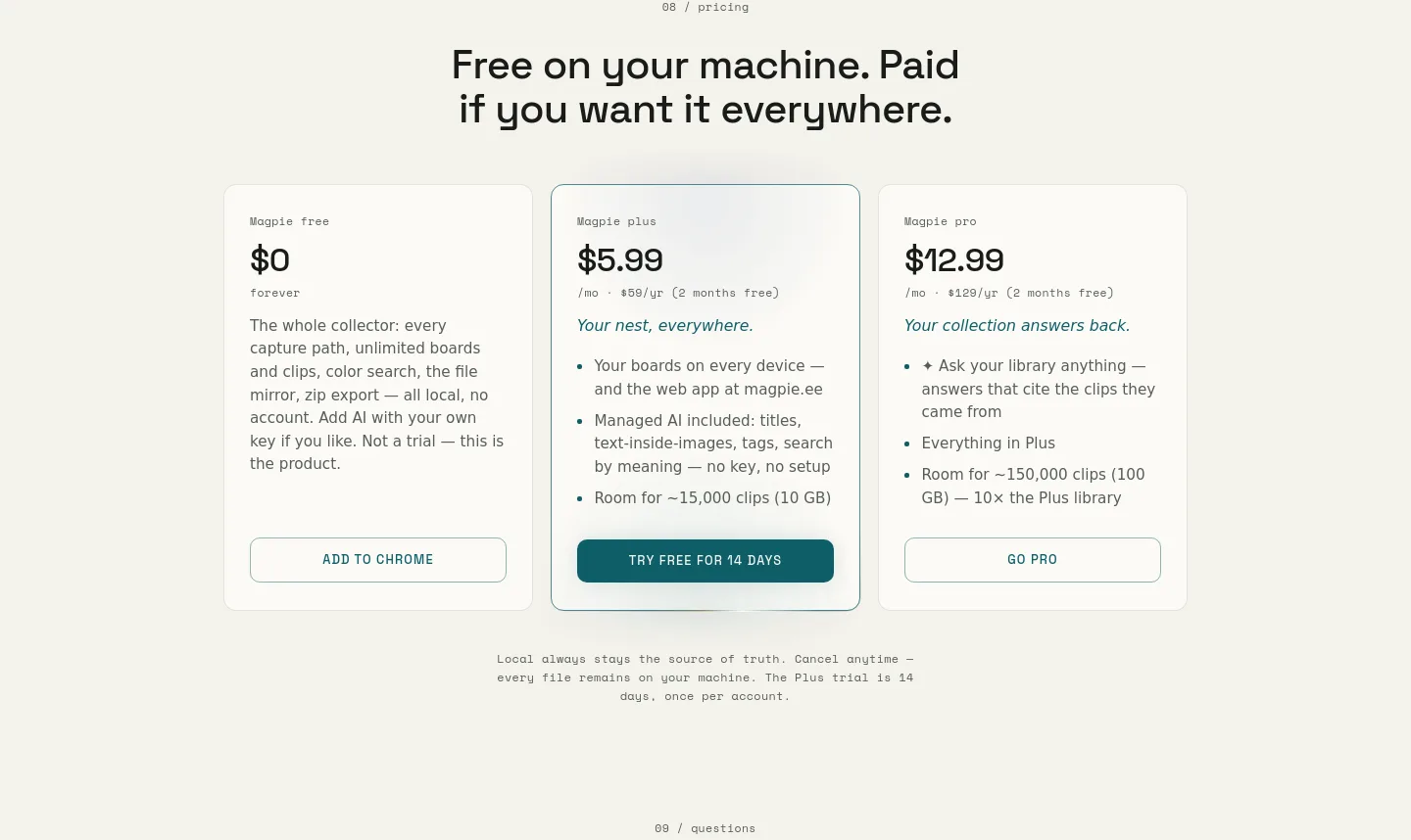 magpie.ee Pricing section