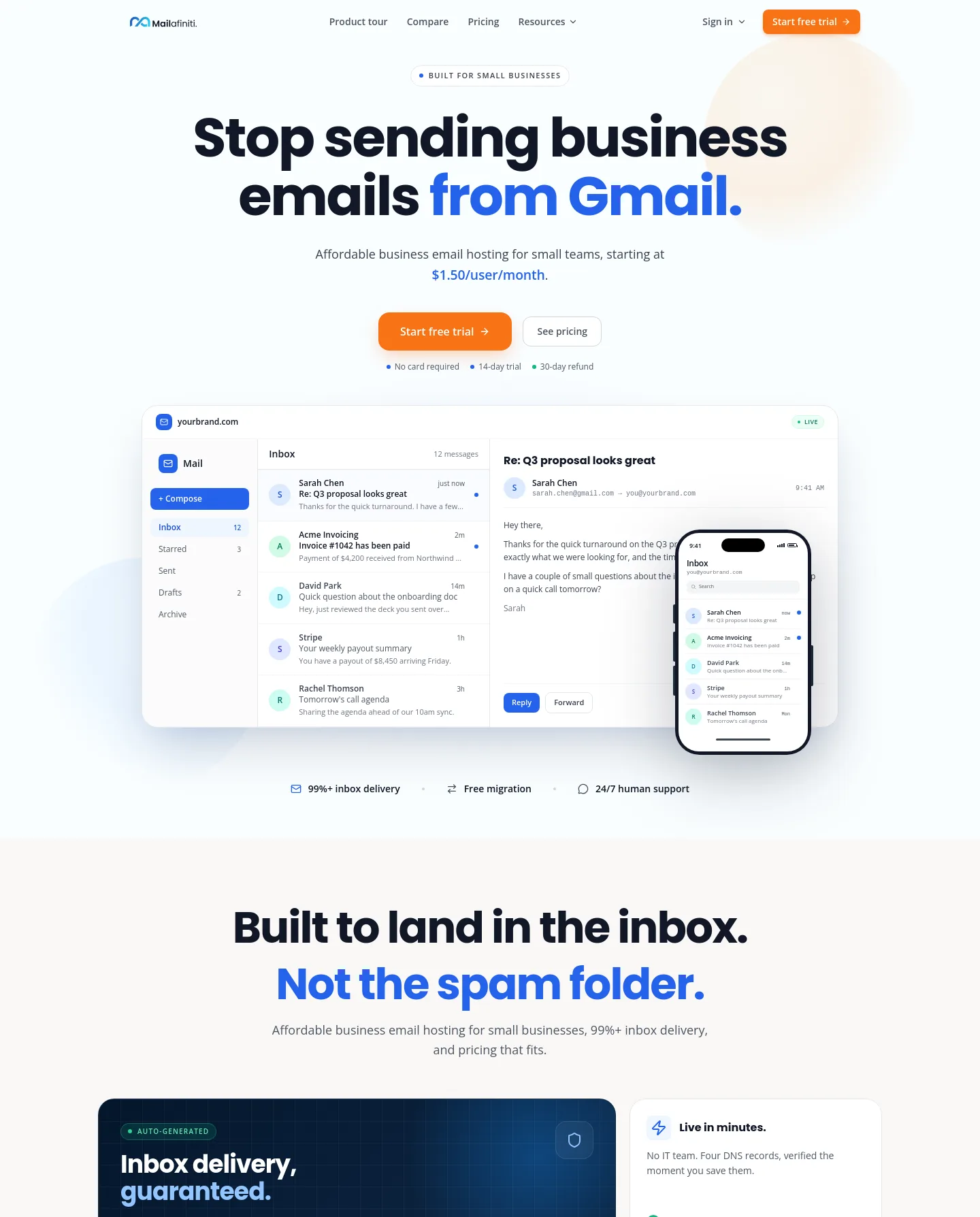 mailafiniti.com — a measured funnel