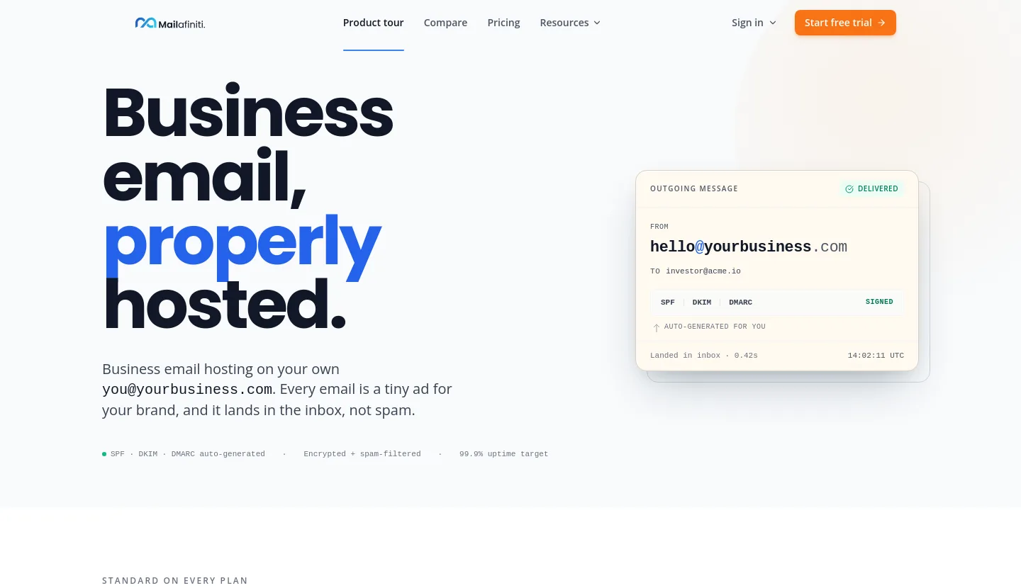 mailafiniti.com Hero section