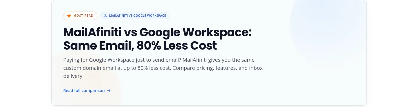 mailafiniti.com Comparison section