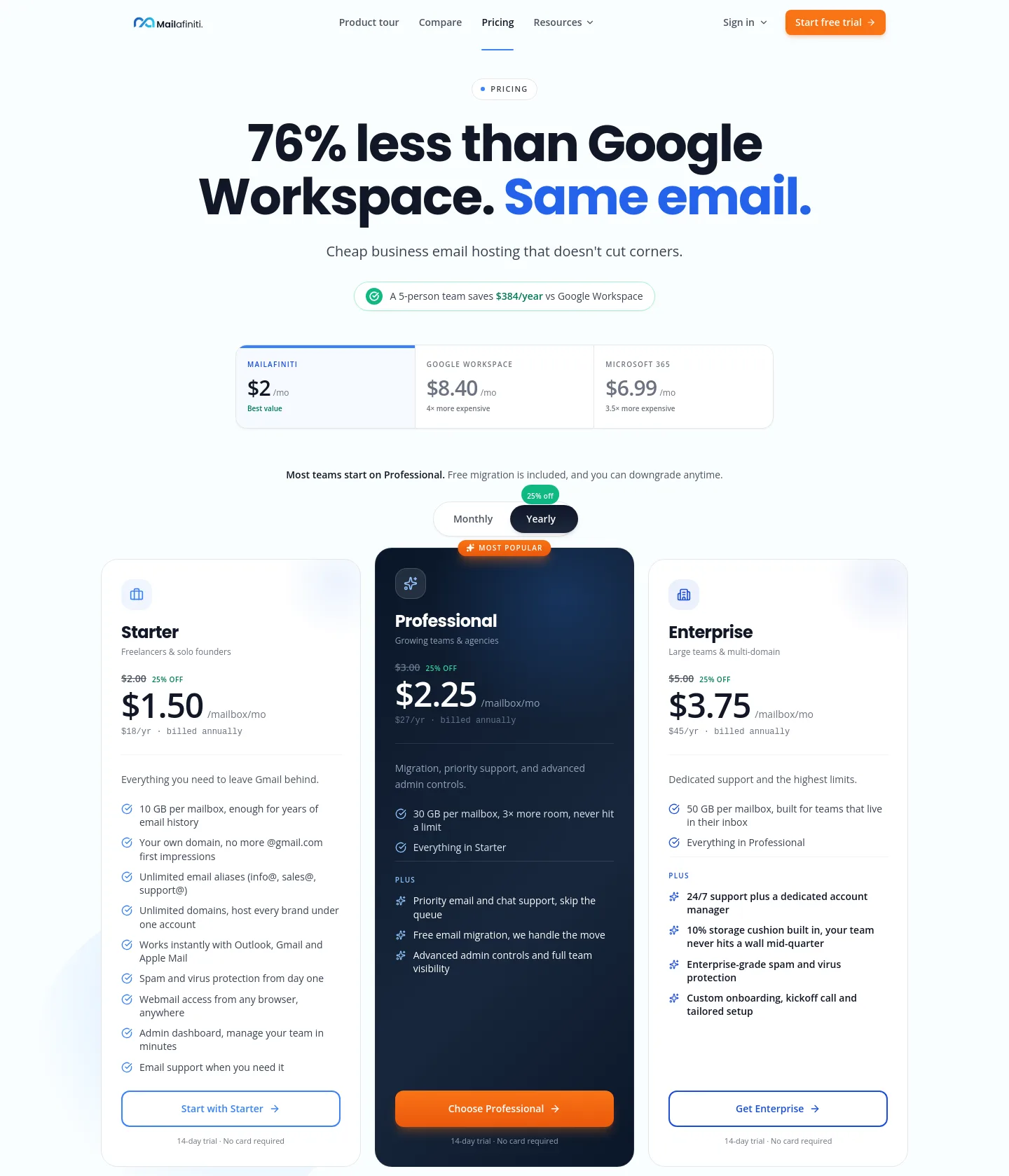 mailafiniti.com Hero section