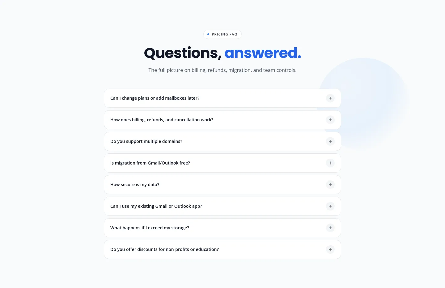 mailafiniti.com FAQ section