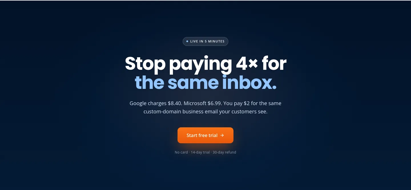 mailafiniti.com Pricing section