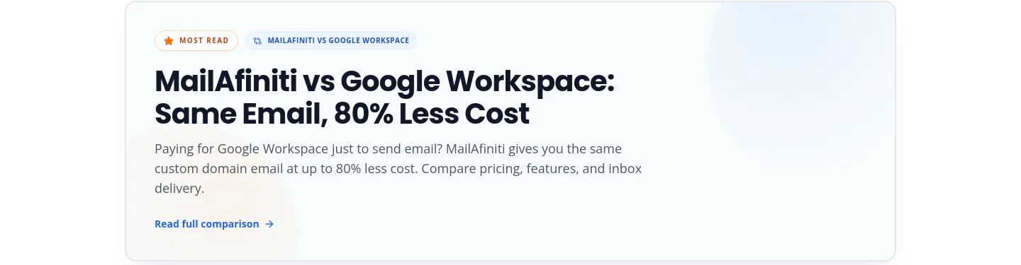 mailafiniti.com — a real Comparison section