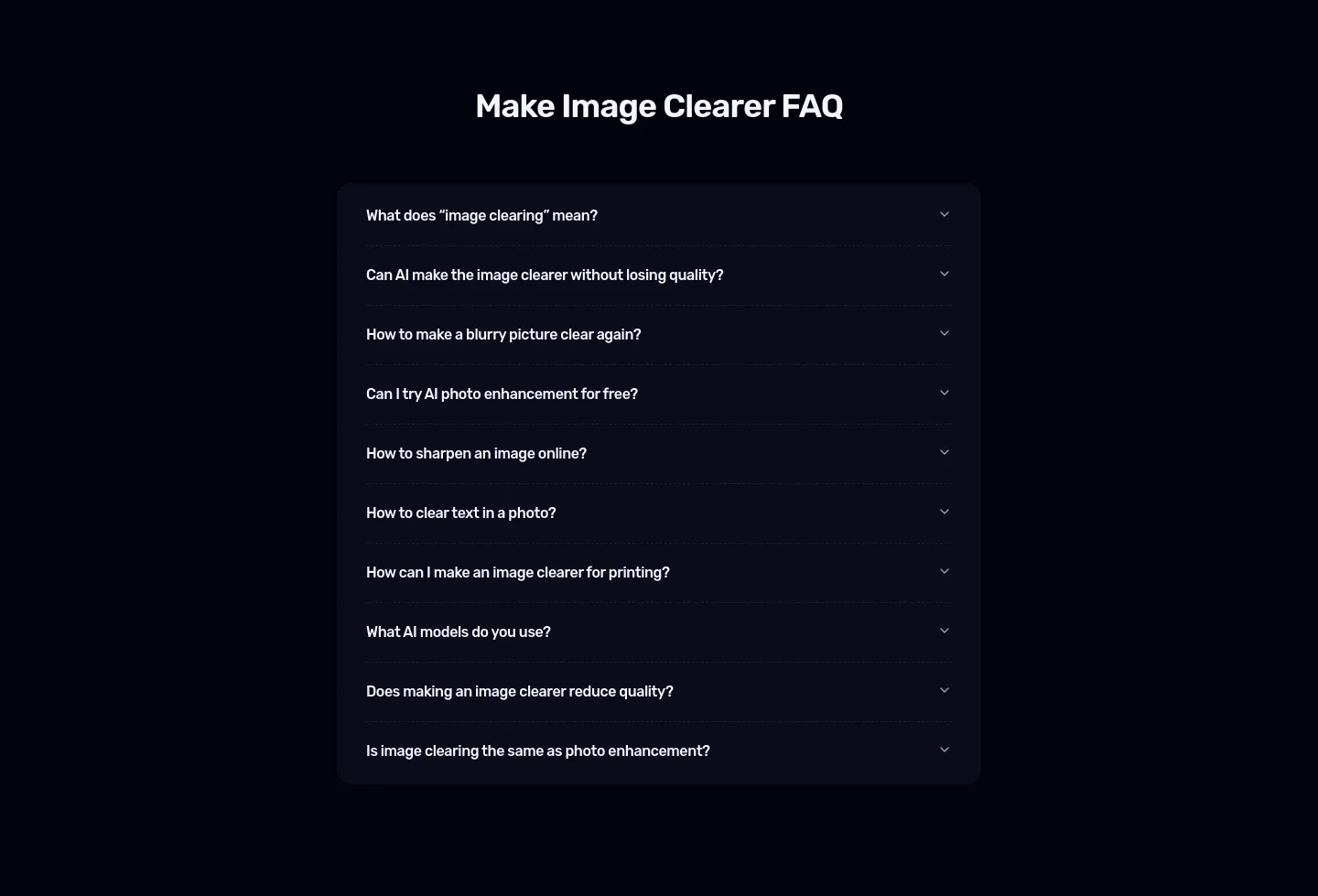 makeimageclearer.com FAQ section