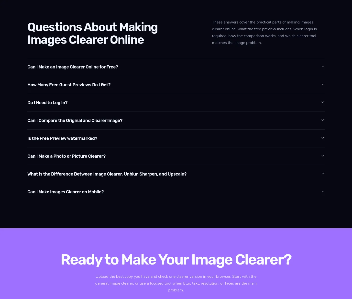 makeimageclearer.com — FAQ