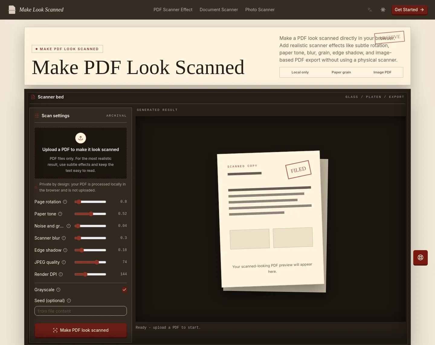 makelookscanned.com — a measured funnel