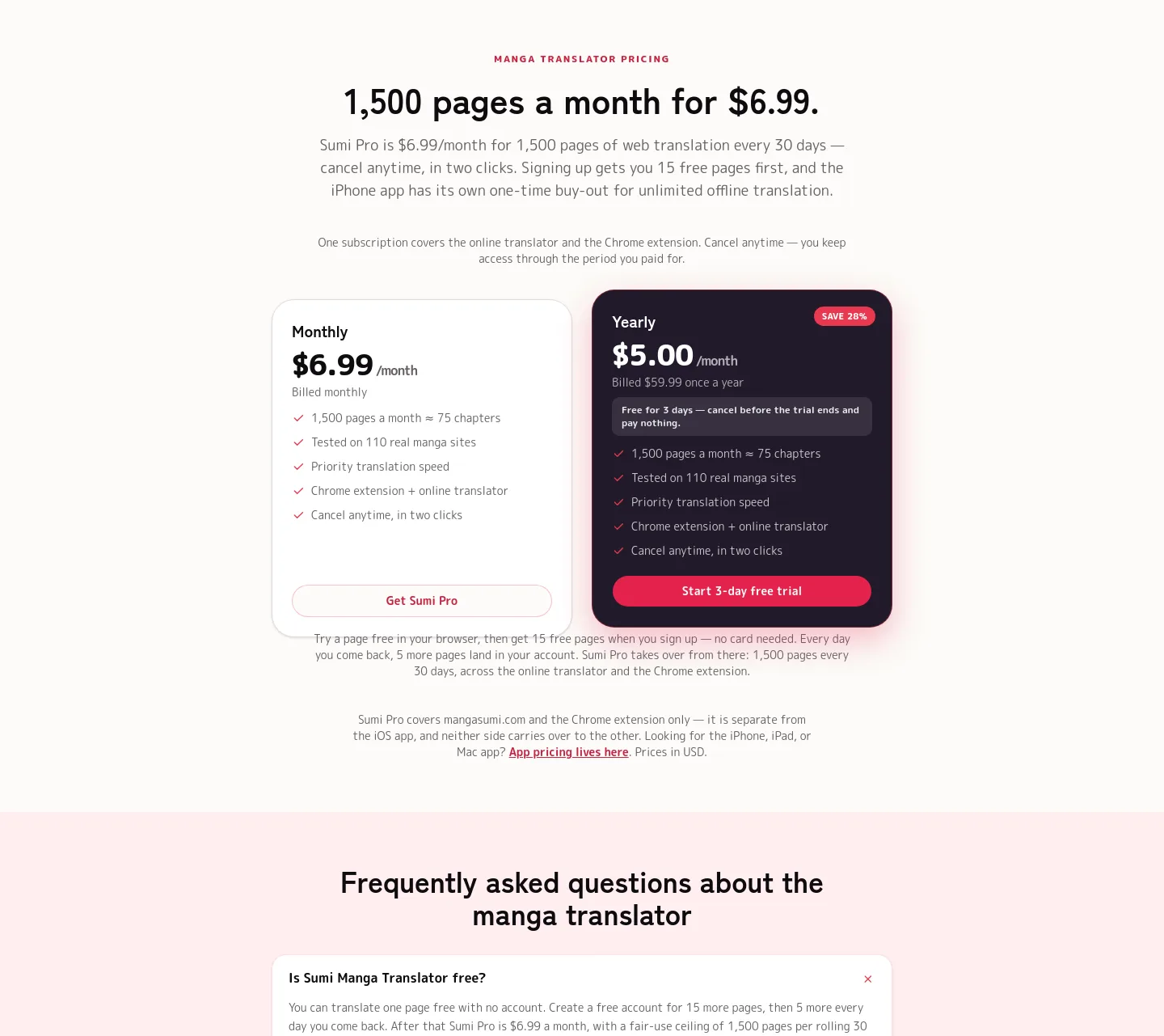 mangasumi.com — Pricing