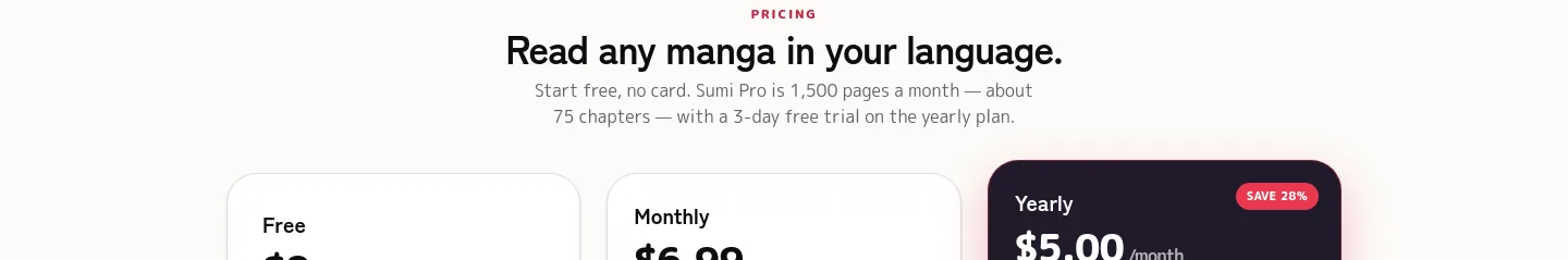 mangasumi.com Hero section