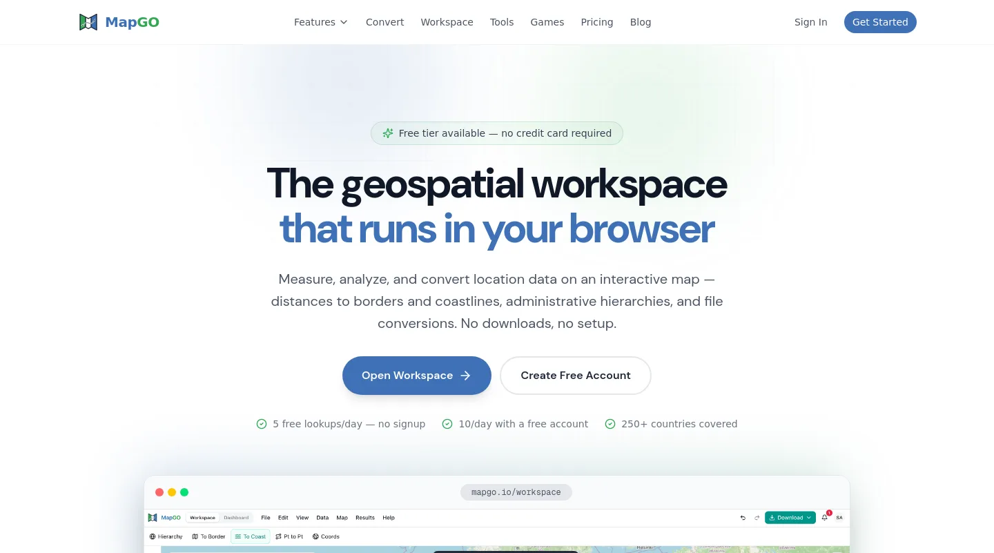 mapgo.io — a measured funnel