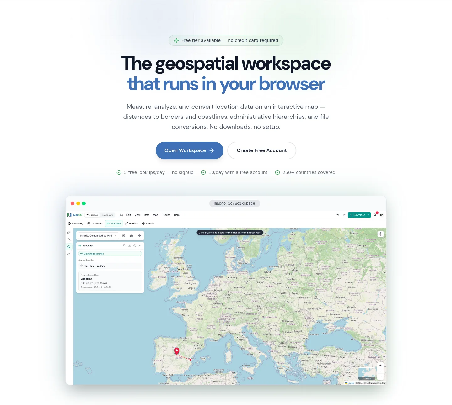 mapgo.io Hero section