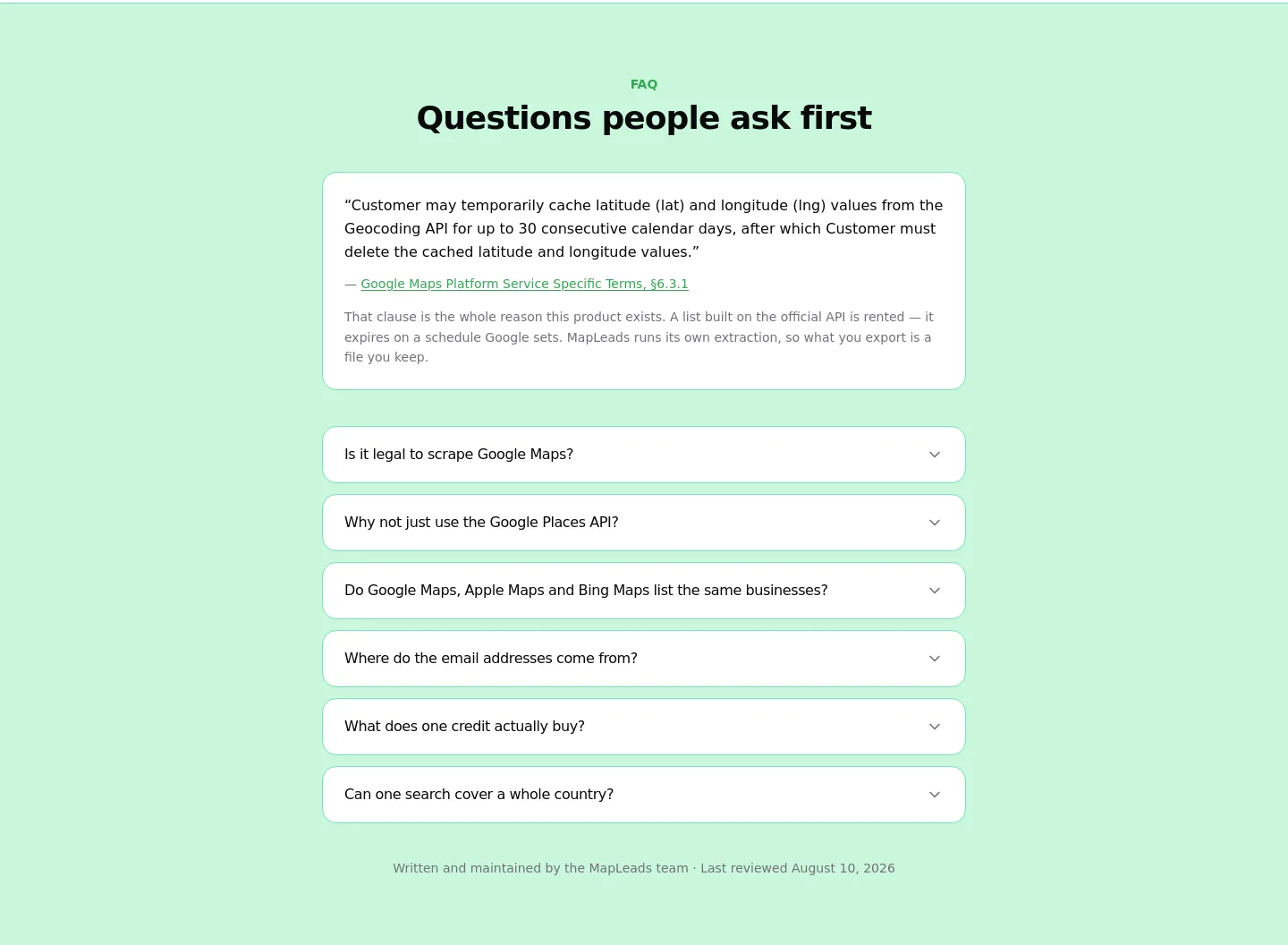 mapleads.ai — FAQ