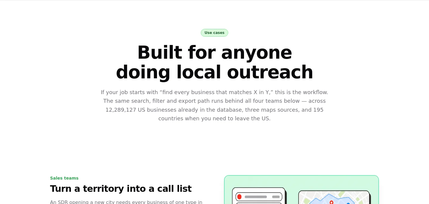 mapleads.ai — a real Hero section