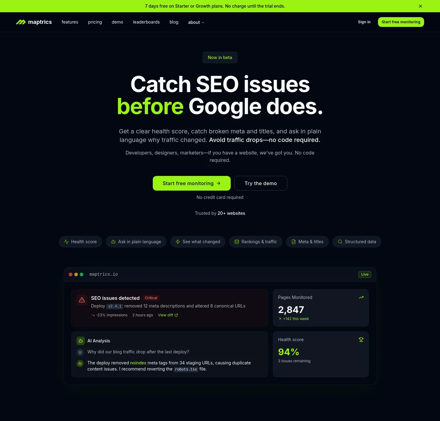 maptrics.io — Hero