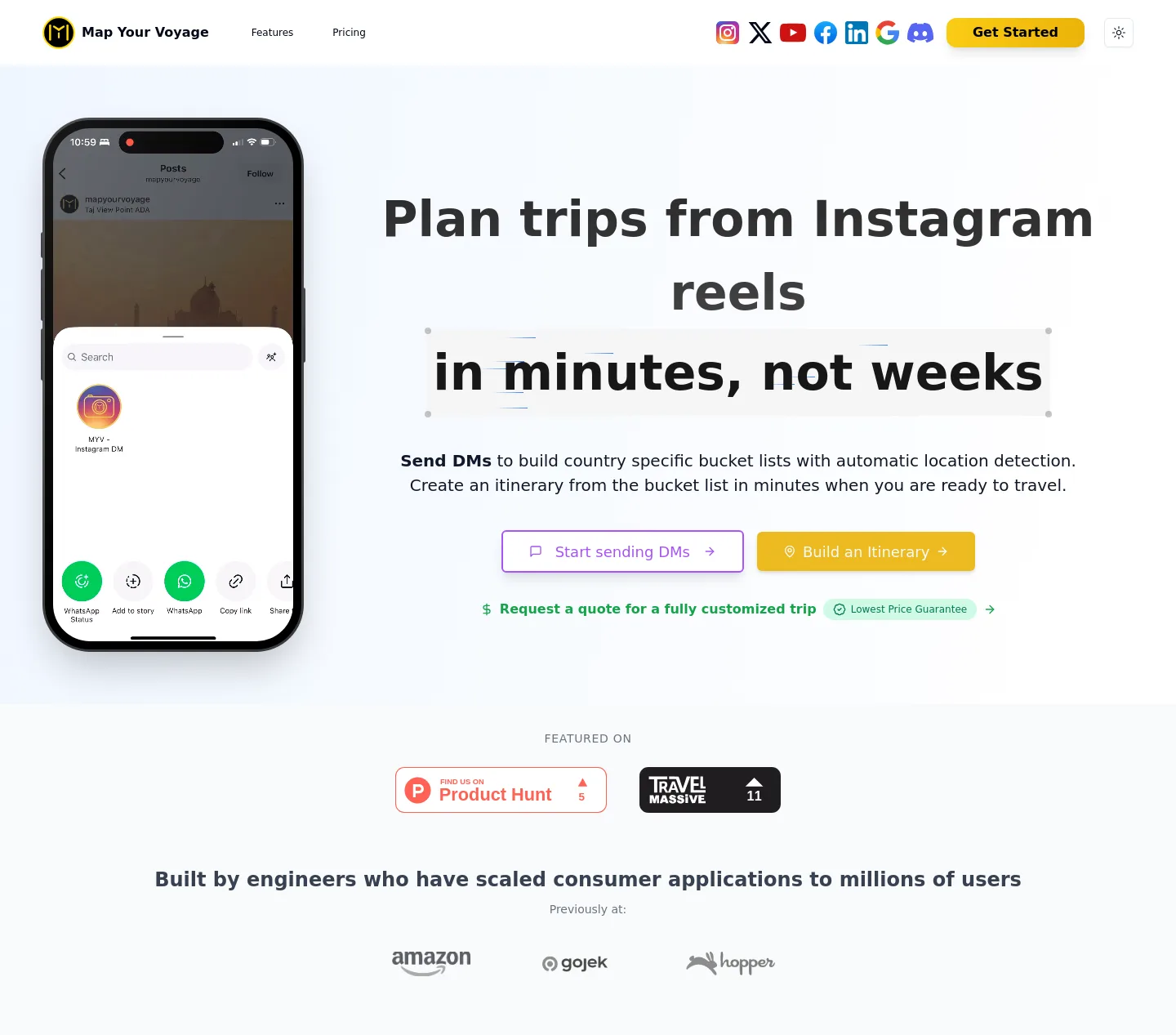 mapyourvoyage.com — a measured funnel